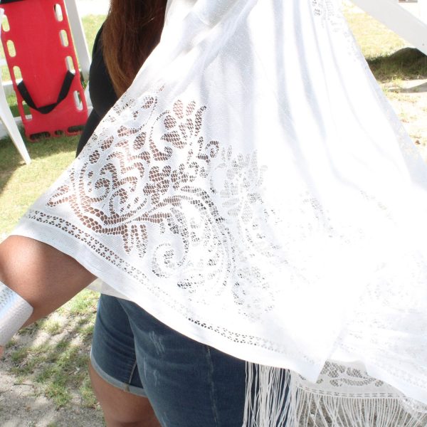 White Lace Fringe Kimono