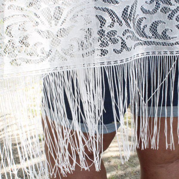 White Lace Fringe Kimono